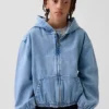 Chaqueta de mezclilla con capucha de corte holgado para niños