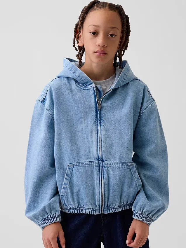 Chaqueta de mezclilla con capucha de corte holgado para niños