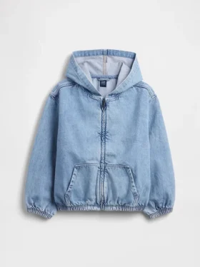 Chaqueta de mezclilla con capucha de corte holgado para niños