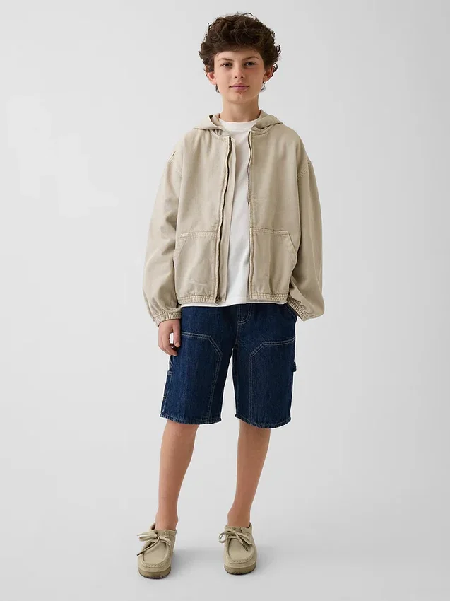 Chaqueta de mezclilla con capucha de corte holgado para niños