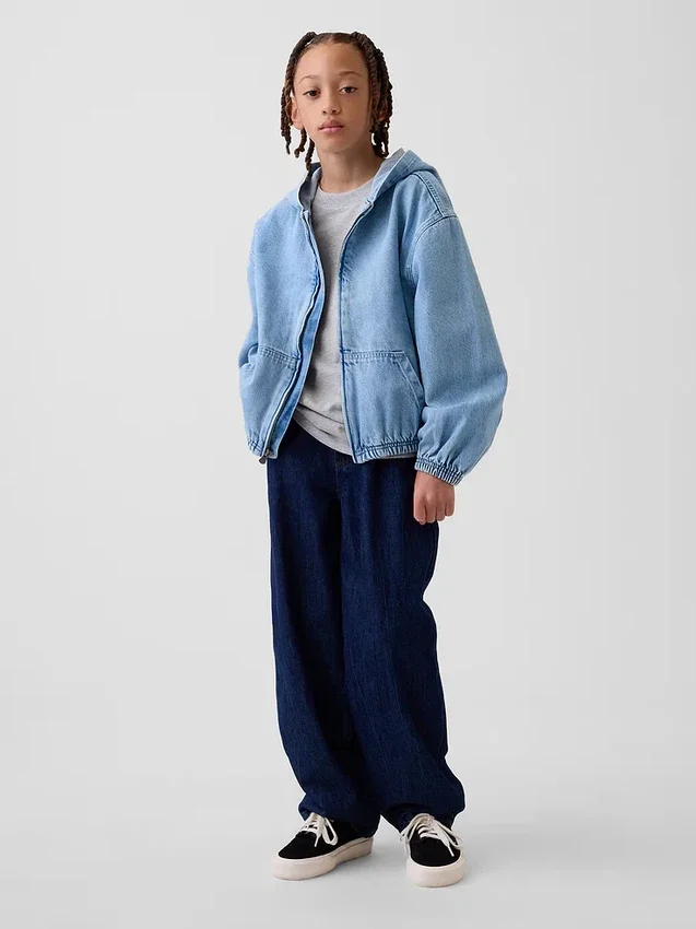 Chaqueta de mezclilla con capucha de corte holgado para niños