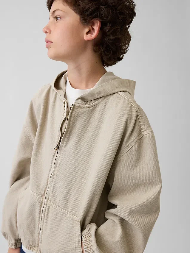Chaqueta de mezclilla con capucha de corte holgado para niños