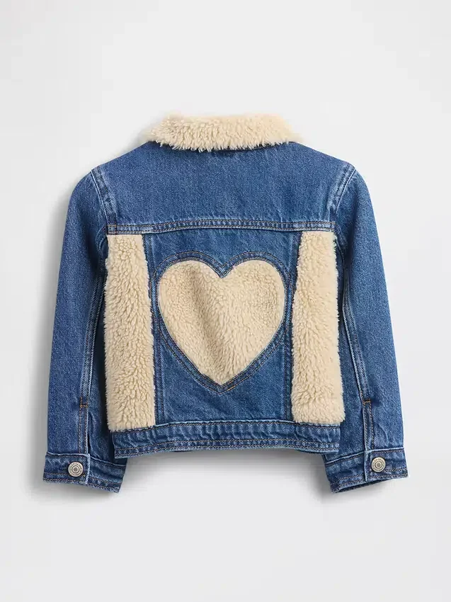 Chaqueta de mezclilla con detalles de sherpa para bebés y niños