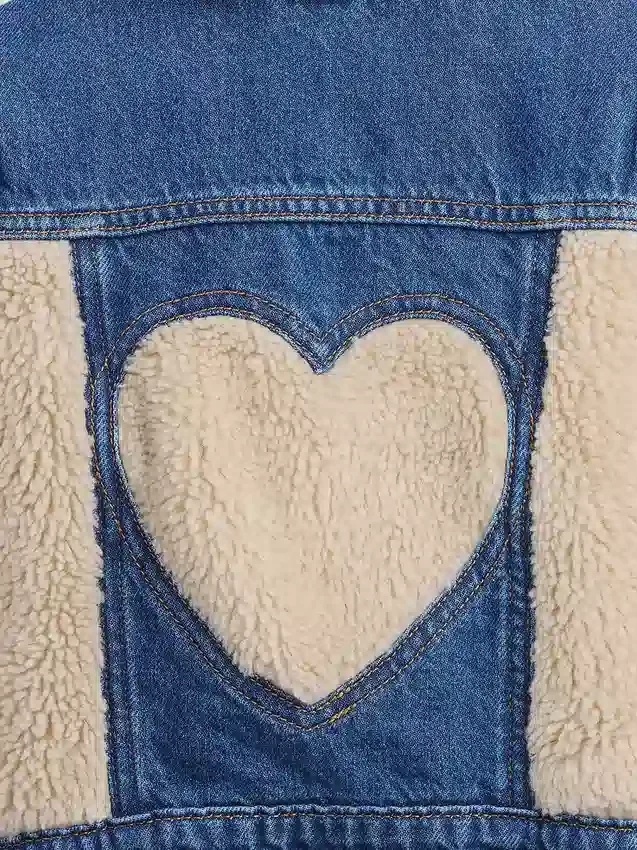 Chaqueta de mezclilla con detalles de sherpa para bebés y niños