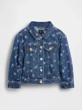 Chaqueta de mezclilla con estampado floral para bebés y niños