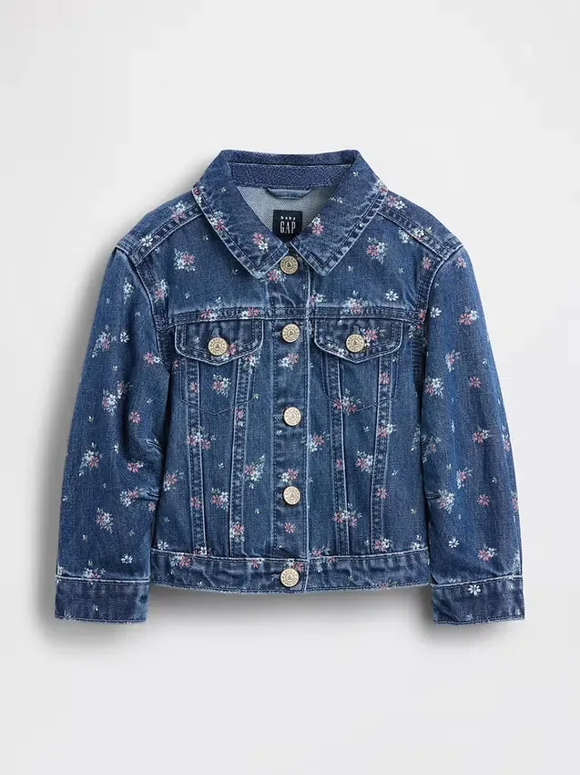 Chaqueta de mezclilla con estampado floral para bebés y niños