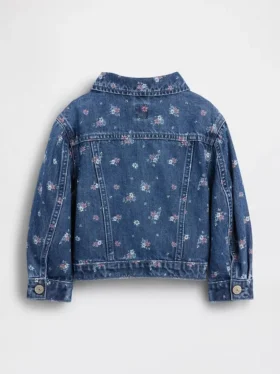 Chaqueta de mezclilla con estampado floral para bebés y niños