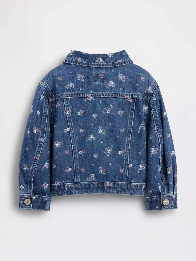 Chaqueta de mezclilla con estampado floral para bebés y niños