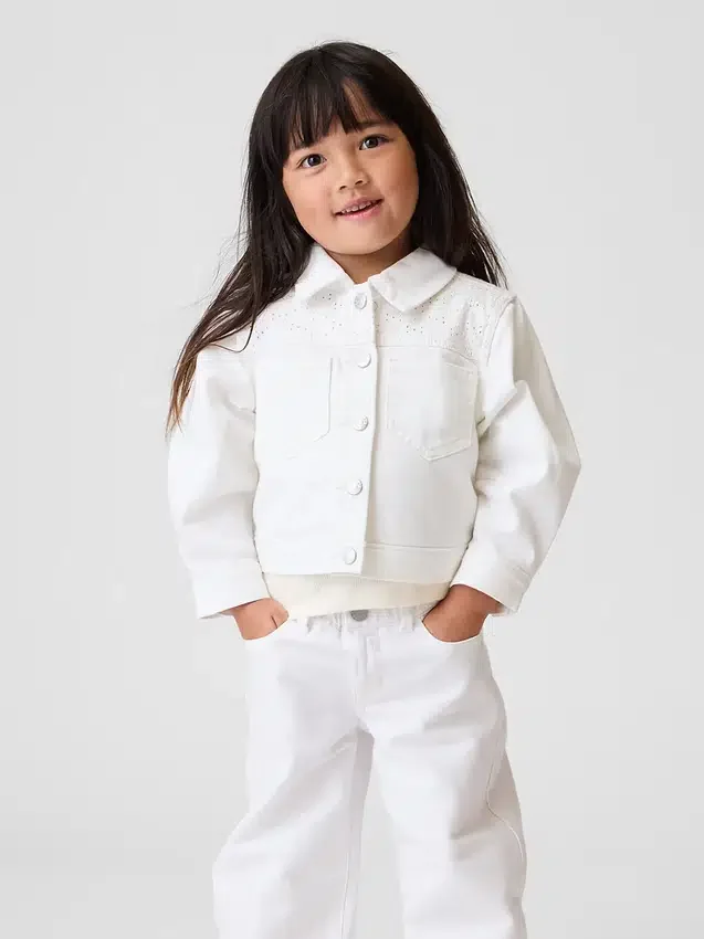 Chaqueta de mezclilla con ojales para bebés y niños
