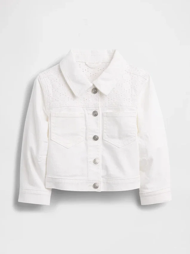 Chaqueta de mezclilla con ojales para bebés y niños