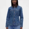 Chaqueta de mezclilla larga y ajustada