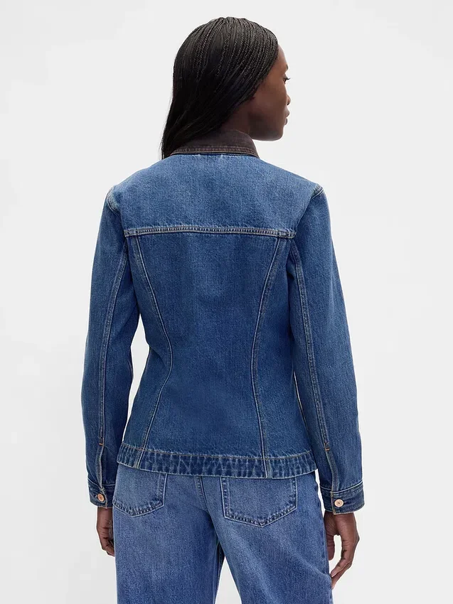 Chaqueta de mezclilla larga y ajustada