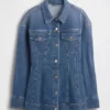Chaqueta de mezclilla larga y entallada