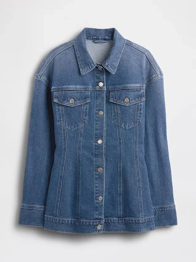 Chaqueta de mezclilla larga y entallada