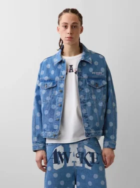 Chaqueta de mezclilla oversize con estampado de lunares Icon de GAP × Awake NY