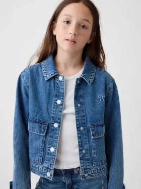 Chaqueta de mezclilla para niños con bolsillos de parche