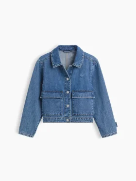 Chaqueta de mezclilla para niños con bolsillos de parche