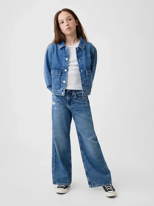 Chaqueta de mezclilla para niños con bolsillos de parche