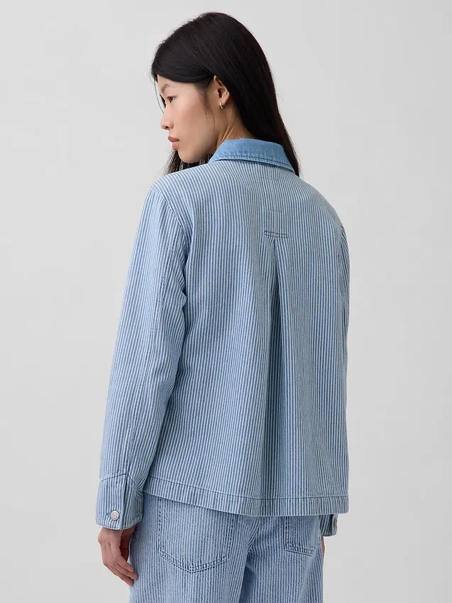 Chaqueta de trabajo de mezclilla a rayas