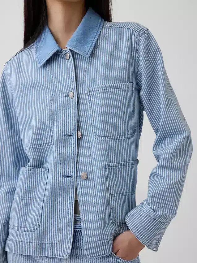 Chaqueta de trabajo de mezclilla a rayas