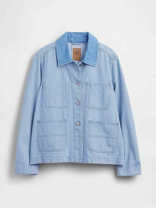 Chaqueta de trabajo de mezclilla a rayas