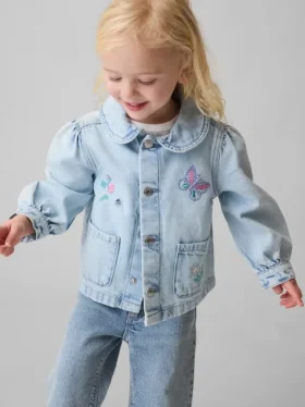 Chaqueta de trabajo de mezclilla bordada para bebés y niños