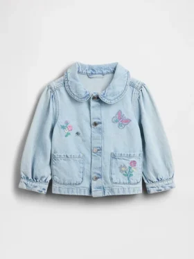 Chaqueta de trabajo de mezclilla bordada para bebés y niños