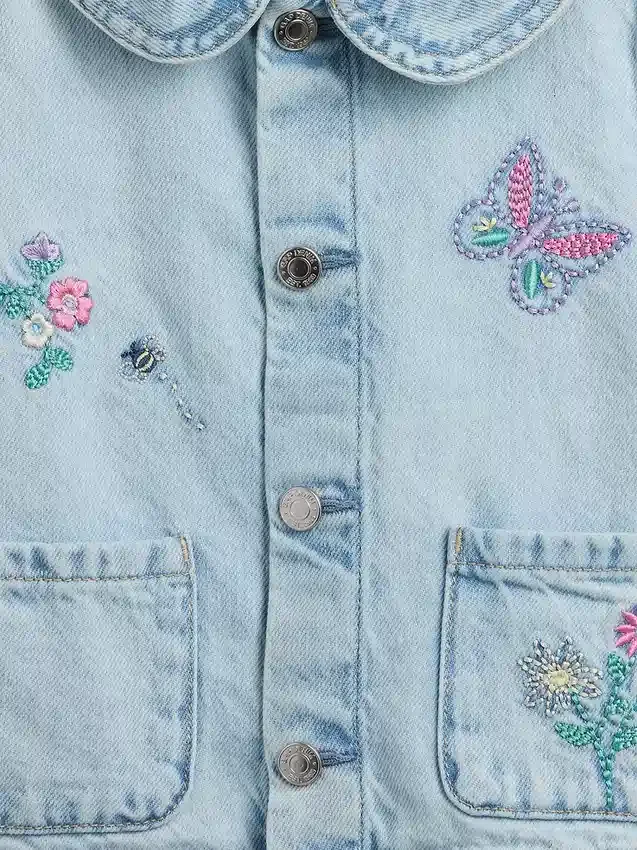 Chaqueta de trabajo de mezclilla bordada para bebés y niños