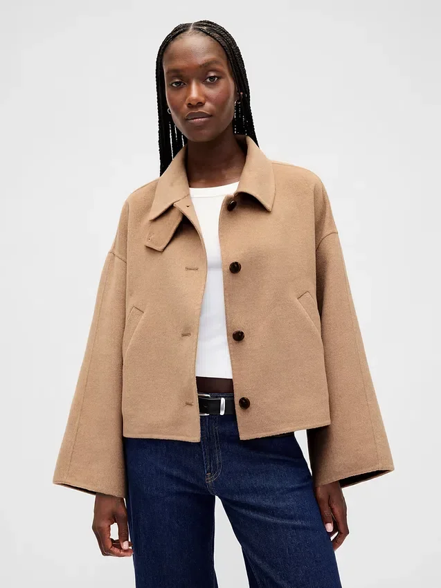 Chaqueta holgada de mezcla de lana