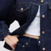 Chaqueta icónica de mezclilla oversize con mangas abullonadas ultrasuaves