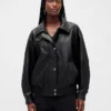 Chaqueta oversize de cuero vegano