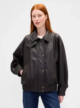 Chaqueta oversize de cuero vegano