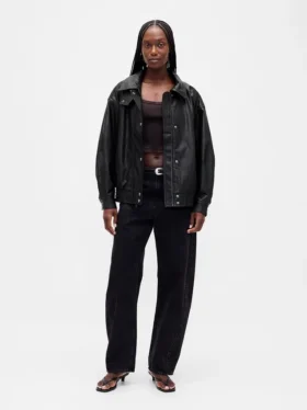 Chaqueta oversize de cuero vegano