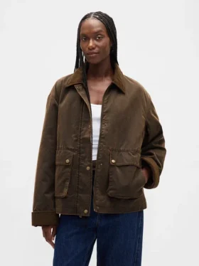 Chaqueta tipo «barn» de lona encerada