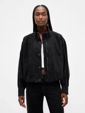 Chaqueta tipo burbuja de mezclilla