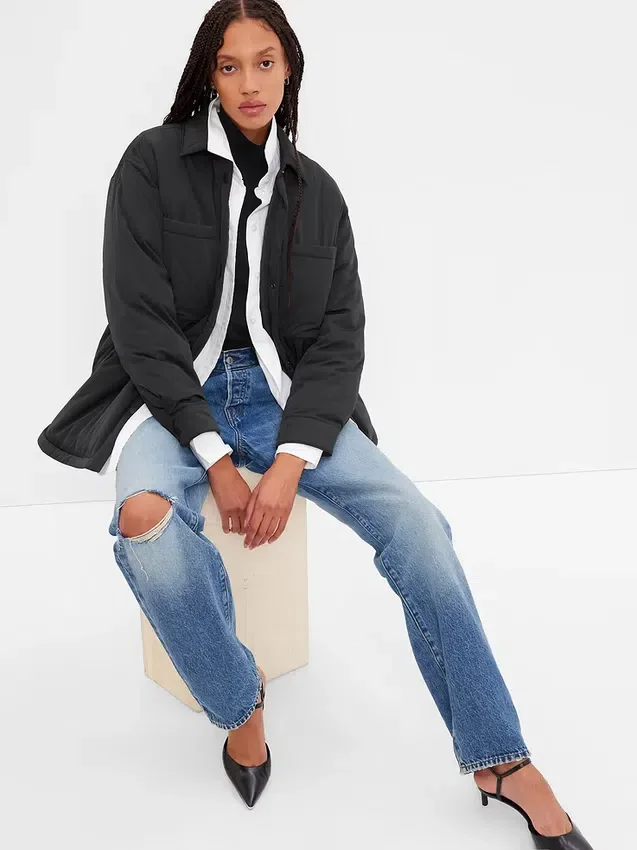 Chaqueta tipo camisa acolchada