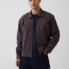 Chaqueta tipo camisa con cremallera de seersucker