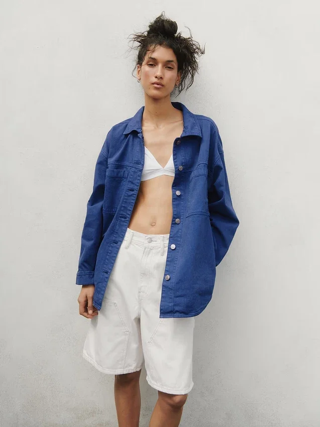 Chaqueta tipo camisa de corte oversize
