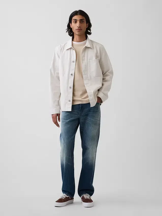 Chaqueta tipo camisa holgada de lona