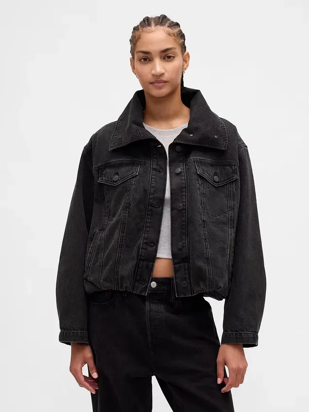 Chaqueta tipo capullo oversize de mezclilla