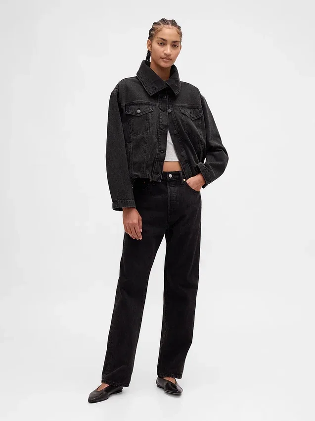 Chaqueta tipo capullo oversize de mezclilla