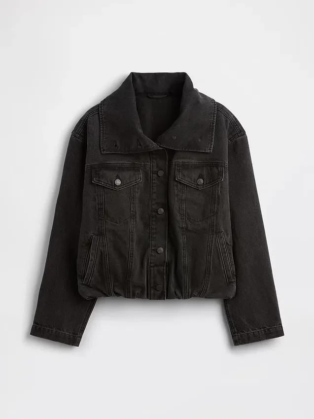 Chaqueta tipo capullo oversize de mezclilla