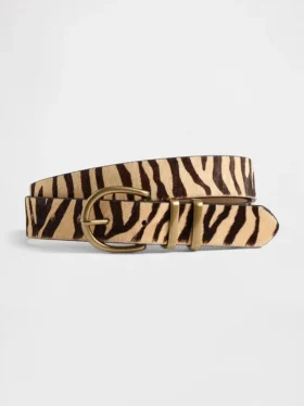 Cinturón de pelo de becerro con estampado de tigre