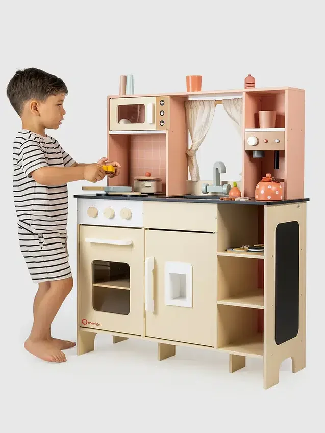 Cocina de juguete color crema
