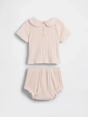 Conjunto bordado de punto calado para bebés