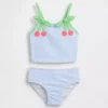 Conjunto de baño de dos piezas con estampado de cuadros de cerezas para bebés y niños pequeños