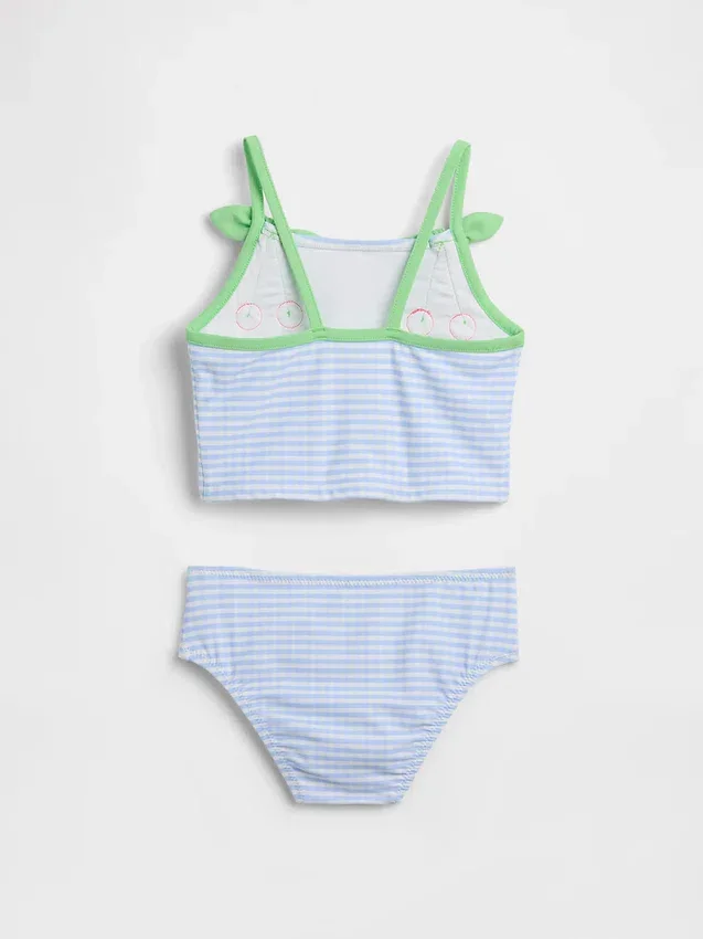 Conjunto de baño de dos piezas con estampado de cuadros de cerezas para bebés y niños pequeños