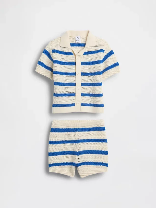 Conjunto de bebé con rayas de ganchillo