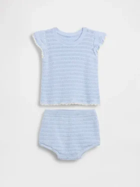 Conjunto de bebé con rayas de ganchillo