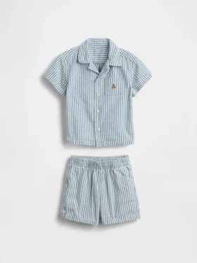 Conjunto de bebé con rayas de mezclilla